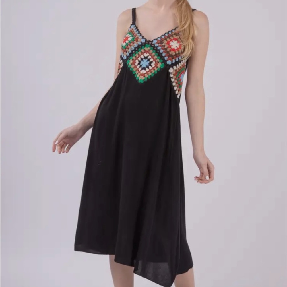 CROCHET Top Boho Festival Hippie Dress retro 70s 60s Rasta reggae vintage style